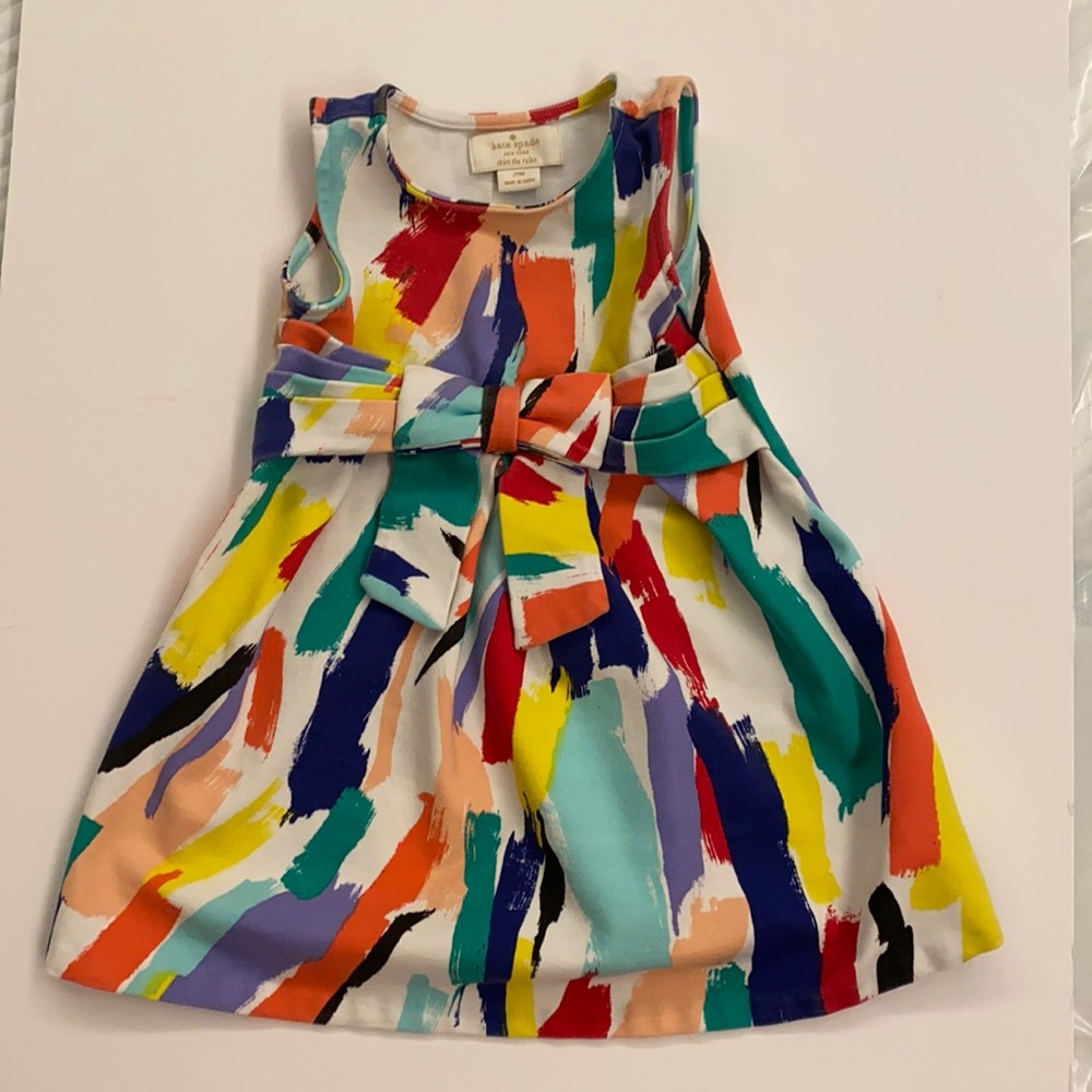 kate spade NY Jillian Brushstroke A-Line bow Dress 24m multicolor
